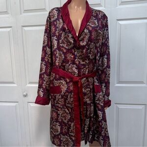 ST MICHAEL Burgundy Paisley Men’s Size M Lounge Robe Smoking Jacket